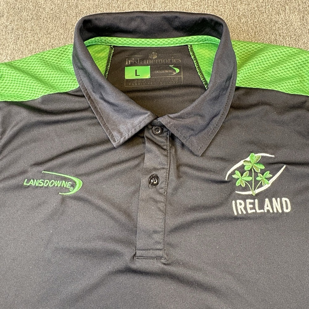 Lansdowne Rugby‎ Polo Shirt Mens L Kelly Green Ireland Short Sleeve Performance